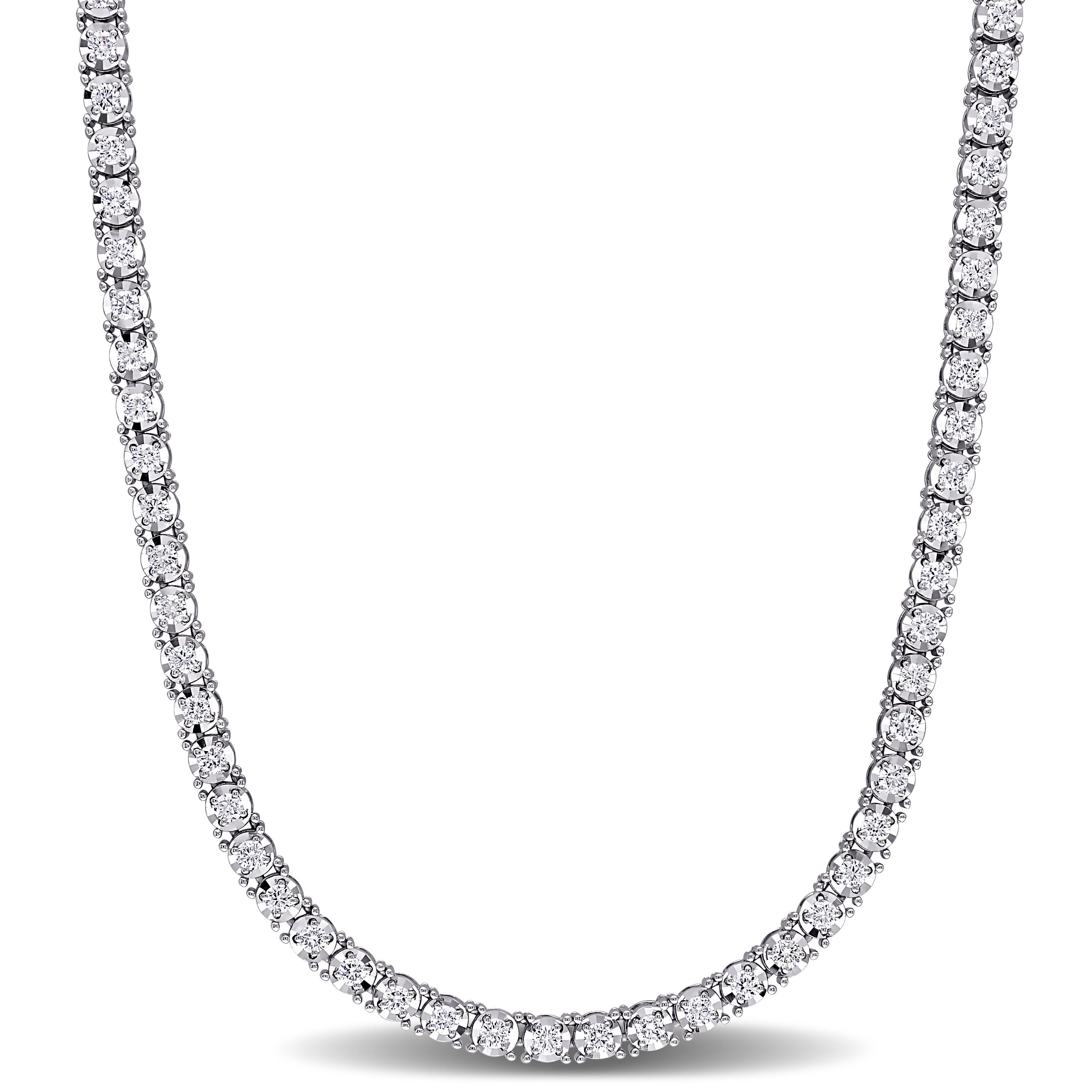 Miadora 14K White Gold 7 1 10Ct Tdw Diamond Tennis Necklace
