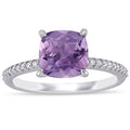 Miadora 14K White Gold Amethyst And 1 10Ct Tdw Diamond Solitaire Engagement Ring
