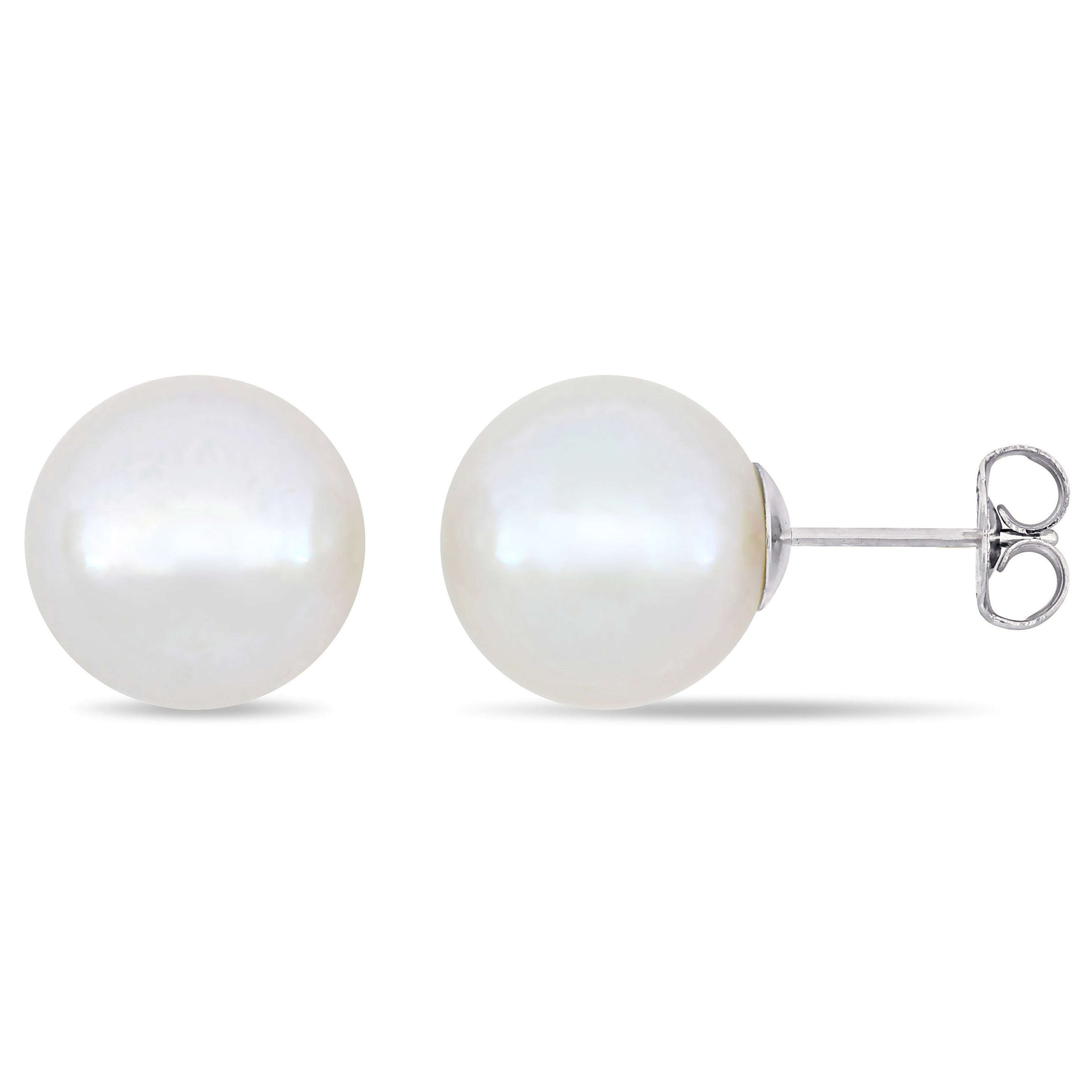 Miadora 14K White Gold Cultured Freshwater Pearl Solitaire Stud Earrings 11 12Mm