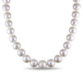 Miadora 14K White Gold Cultured Freshwater Pearl Strand And Diamond Accent 18 Inch Necklace 12.5 14.5Mm
