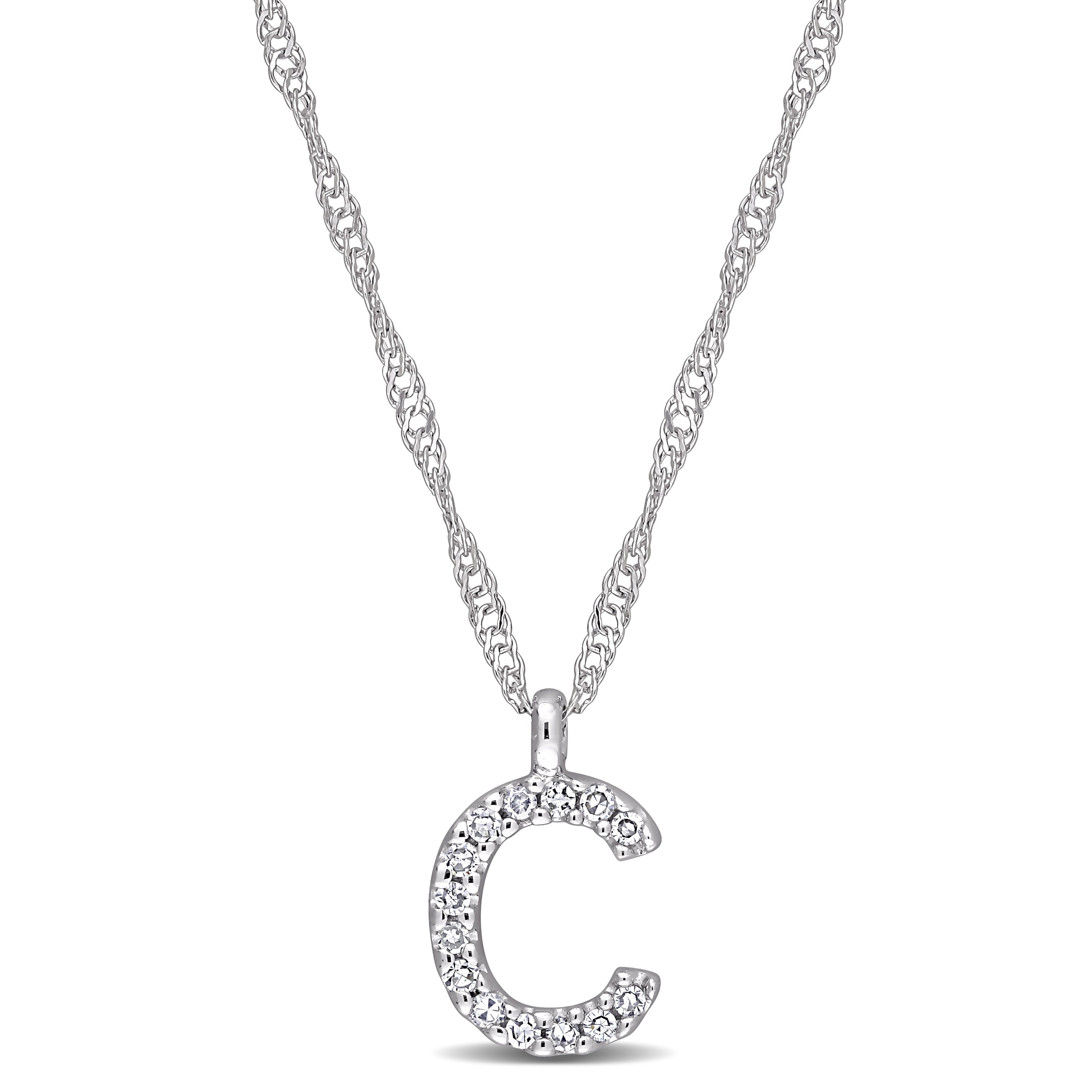 Miadora 14K White Gold Diamond Accent C Initial Necklace