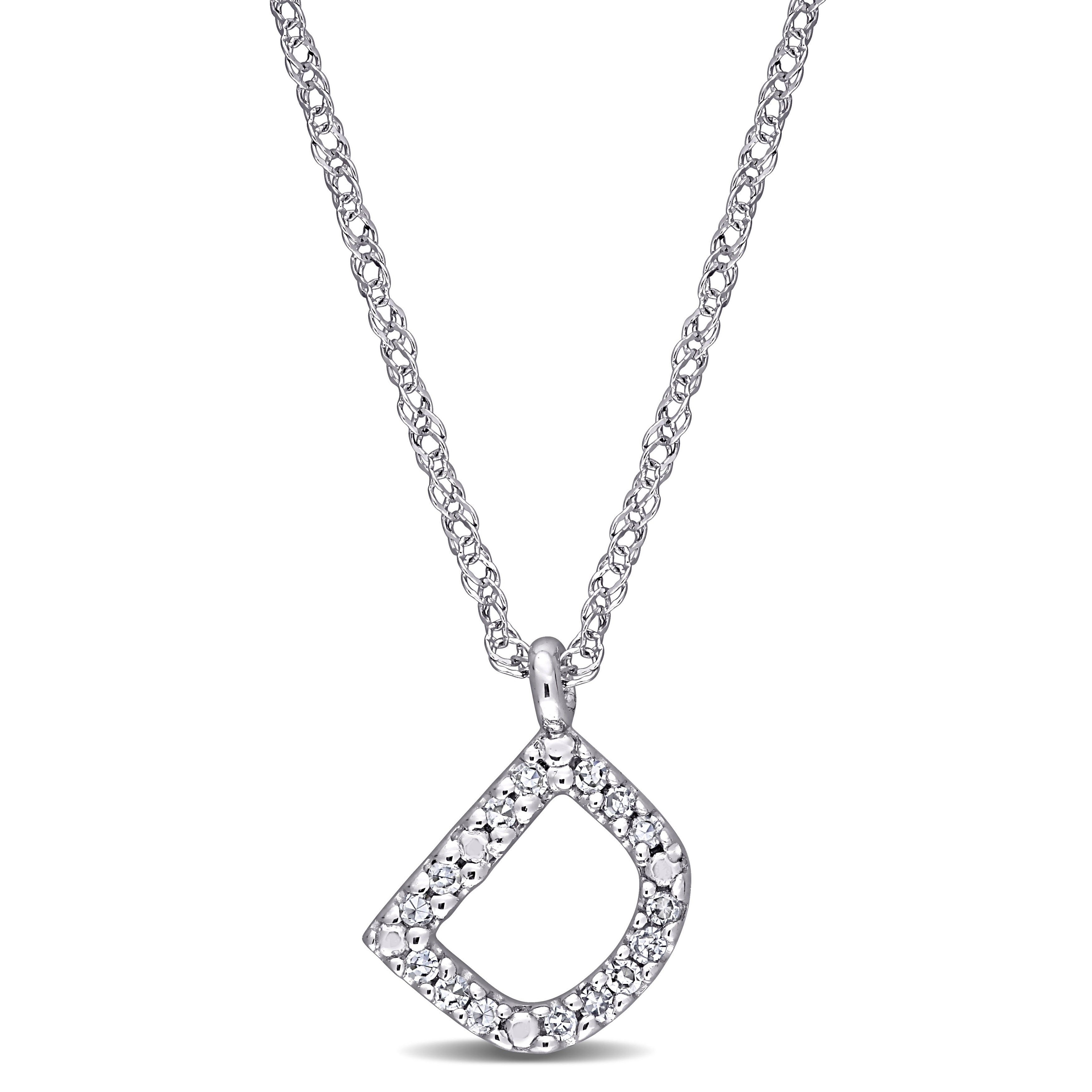 Miadora 14K White Gold Diamond Accent D Initial Necklace