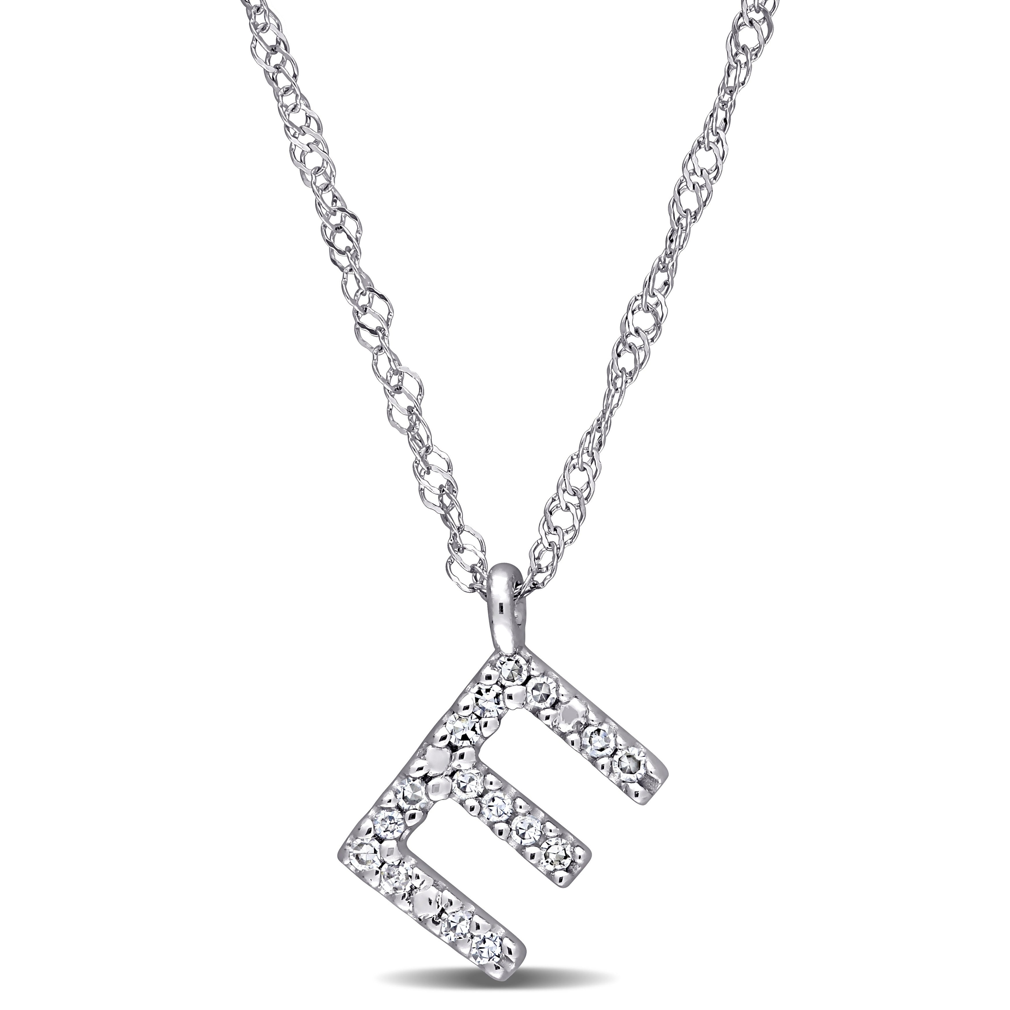 Miadora 14K White Gold Diamond Accent E Initial Necklace