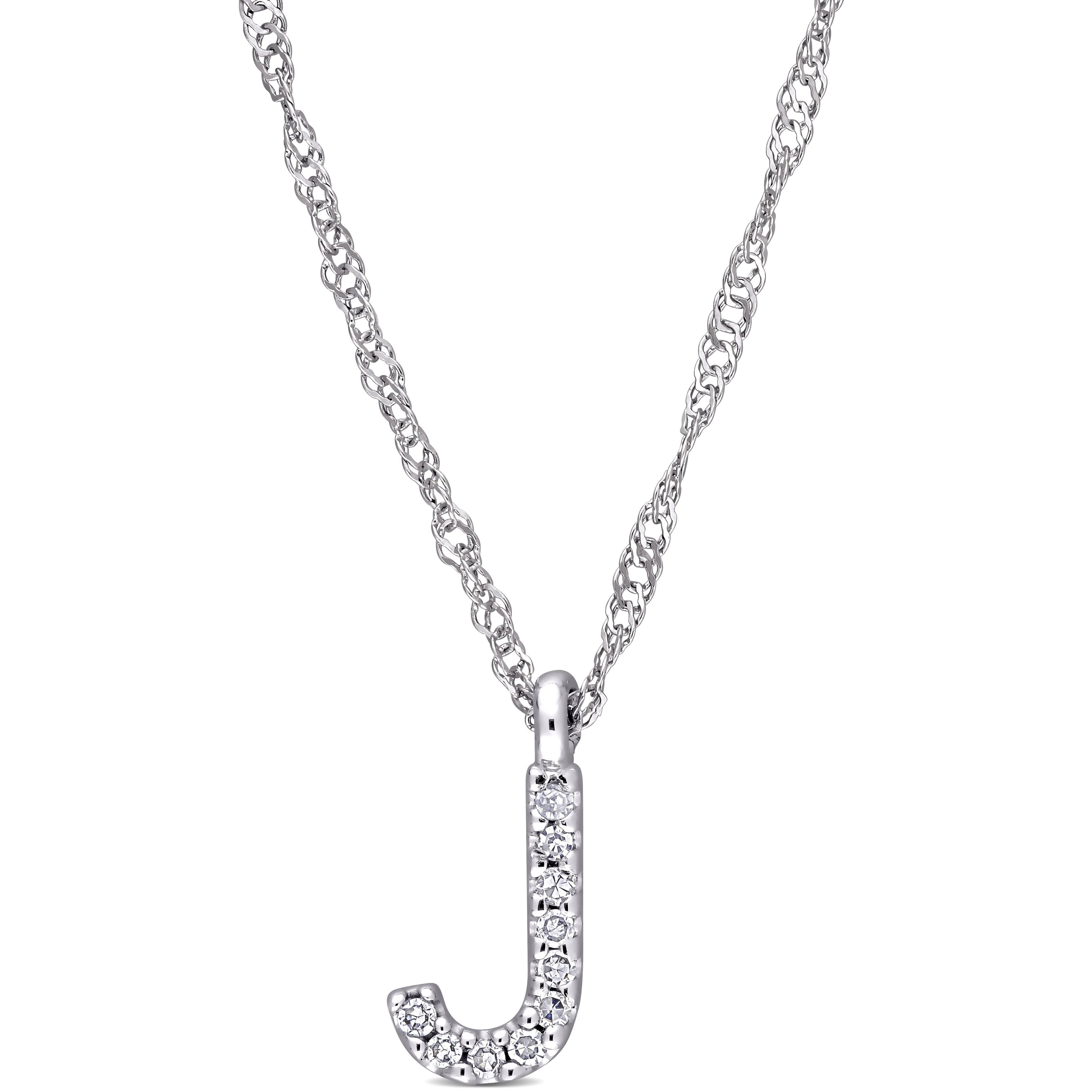 Miadora 14K White Gold Diamond Accent J Initial Necklace