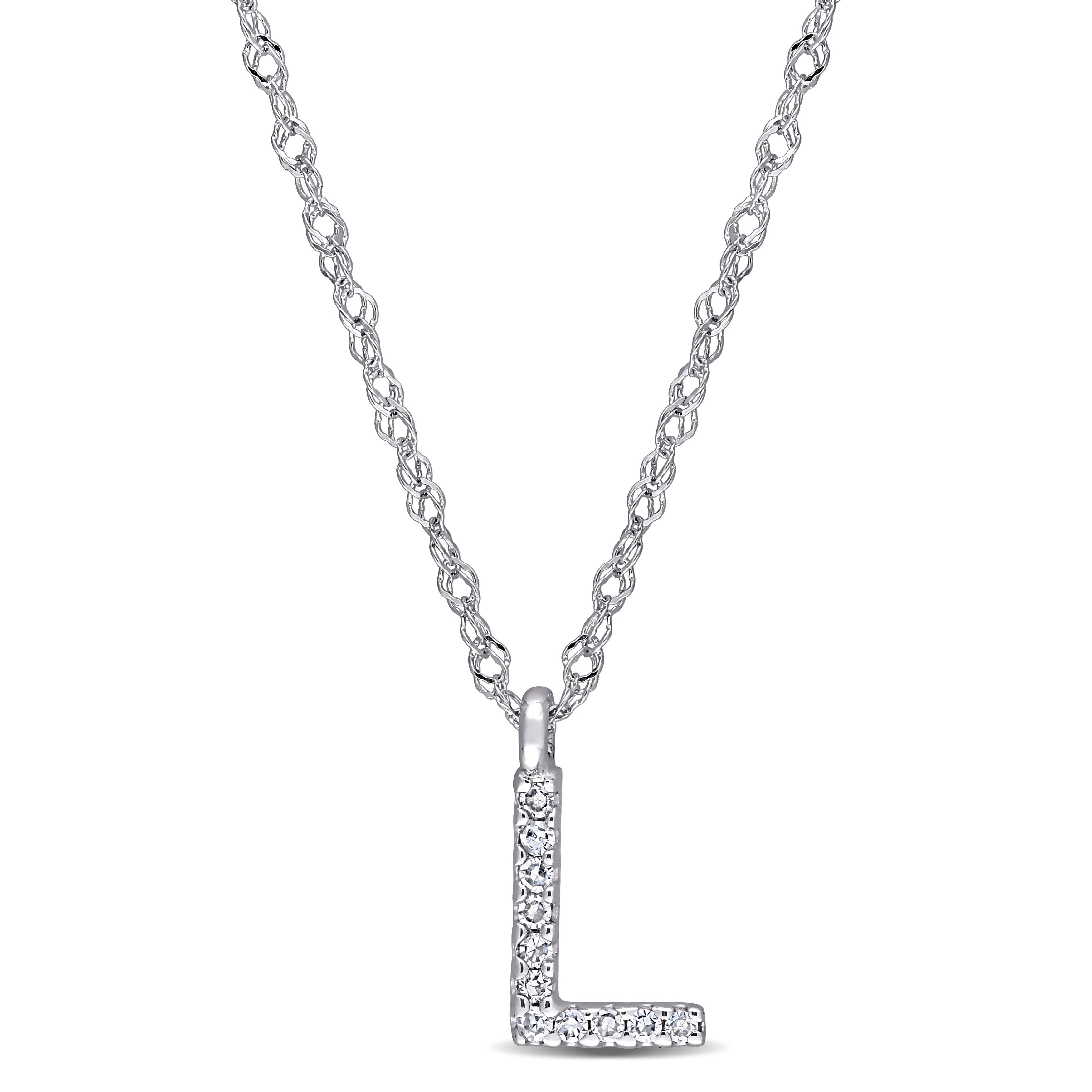 Miadora 14K White Gold Diamond Accent L Initial Necklace