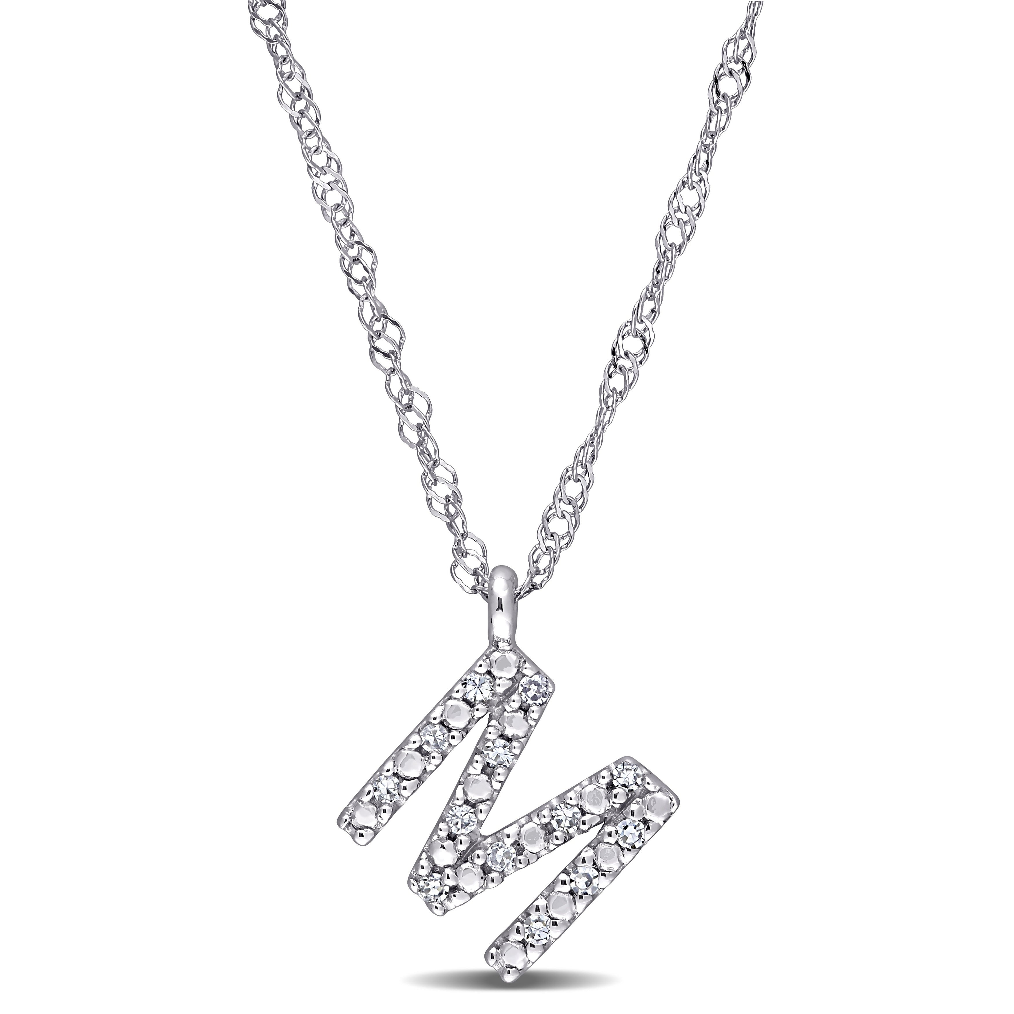 Miadora 14K White Gold Diamond Accent M Initial Necklace