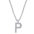 Miadora 14K White Gold Diamond Accent P Initial Necklace 10.2 Mm X 17 Inch X 5.4 Mm