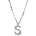 Miadora 14K White Gold Diamond Accent S Initial Necklace 9.1 Mm X 17 Inch X 5.3 Mm
