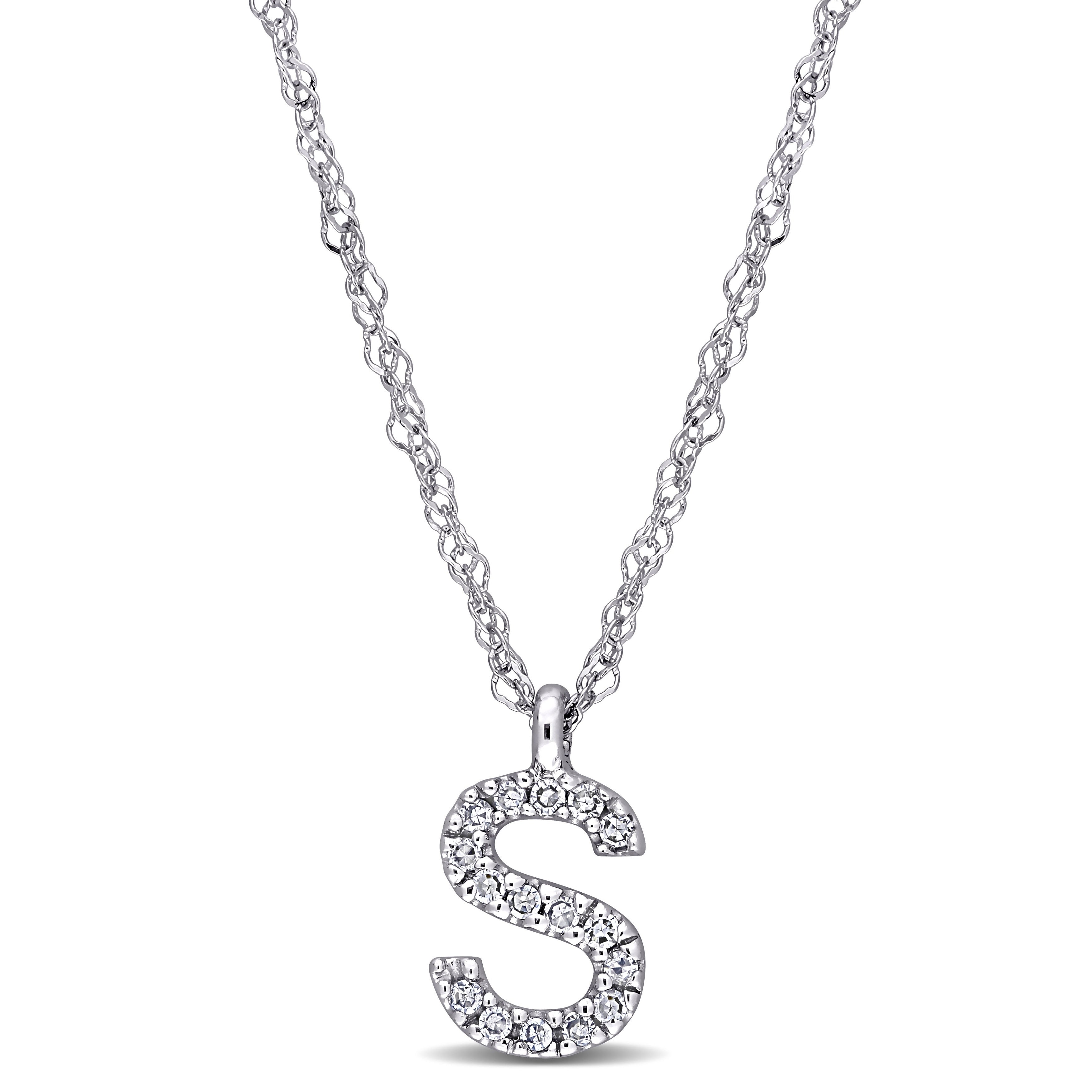 Miadora 14K White Gold Diamond Accent S Initial Necklace 9.1 Mm X 17 Inch X 5.3 Mm