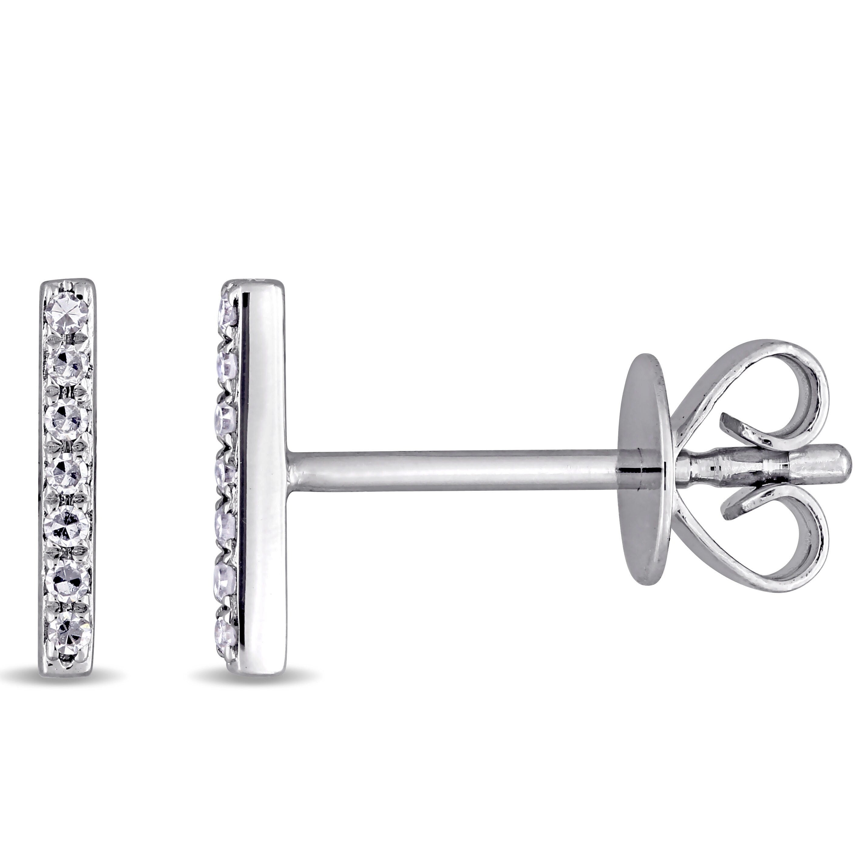 Miadora 14K White Gold Diamond Accent Vertical Bar Stud Earrings