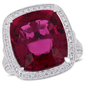 Miadora 14K White Gold Pink Tourmaline And 1 3 8 Ct Tdw Diamond Halo Ring