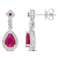 Miadora 14K White Gold Ruby 1 3Ct Tdw Diamond Drop Earrings