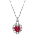 Miadora 14K White Gold Ruby And 1 6Ct Tdw Diamond Heart Halo Necklace