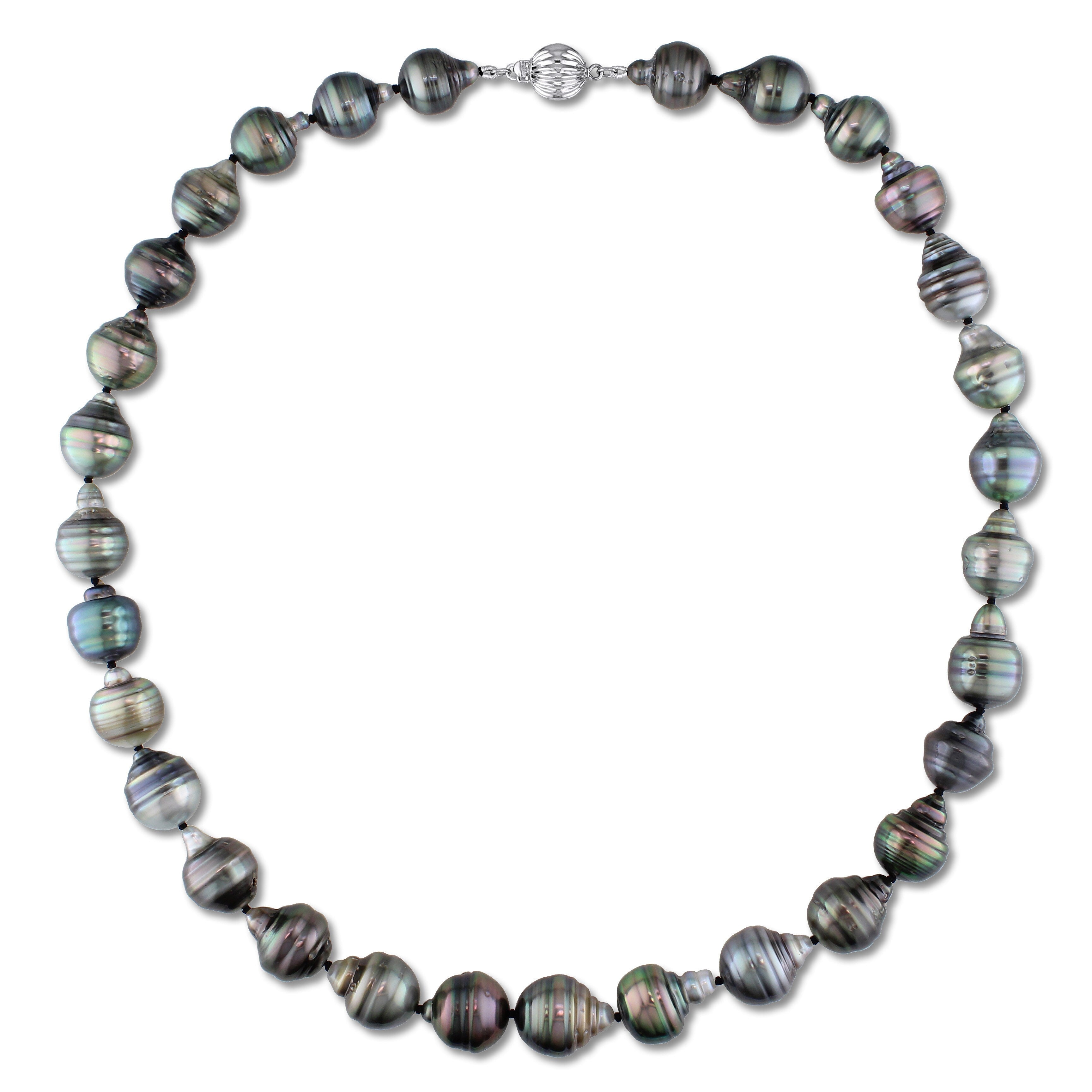 Miadora 14K White Gold Tahitian Pearl Necklace 10 11 Mm