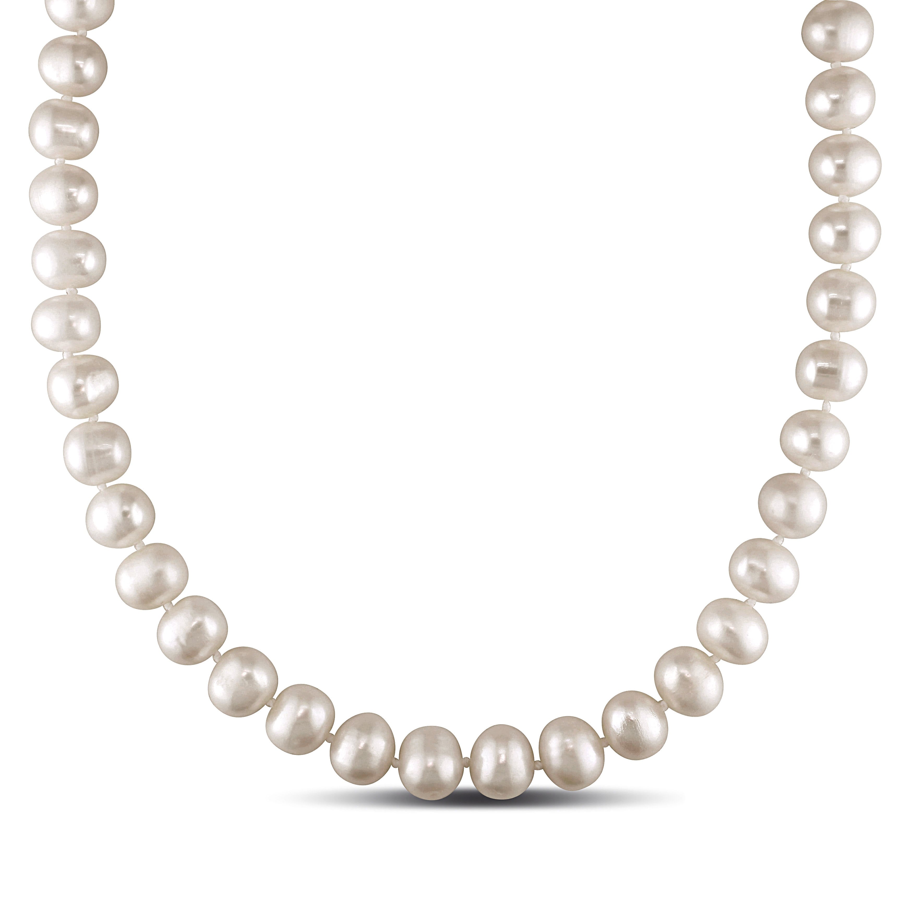 Miadora 14K White Gold White Cultured Freshwater Pearl Necklace 10 11 Mm