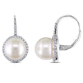Miadora 14K White Gold White Pearl 1 3Ct Tdw Diamond Earrings G H Si1 Si2