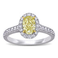 Miadora 14K White And Yellow Gold 1 5 8Ct Tdw Certified Oval Yellow And White Diamond Halo Engagement Ring Gia