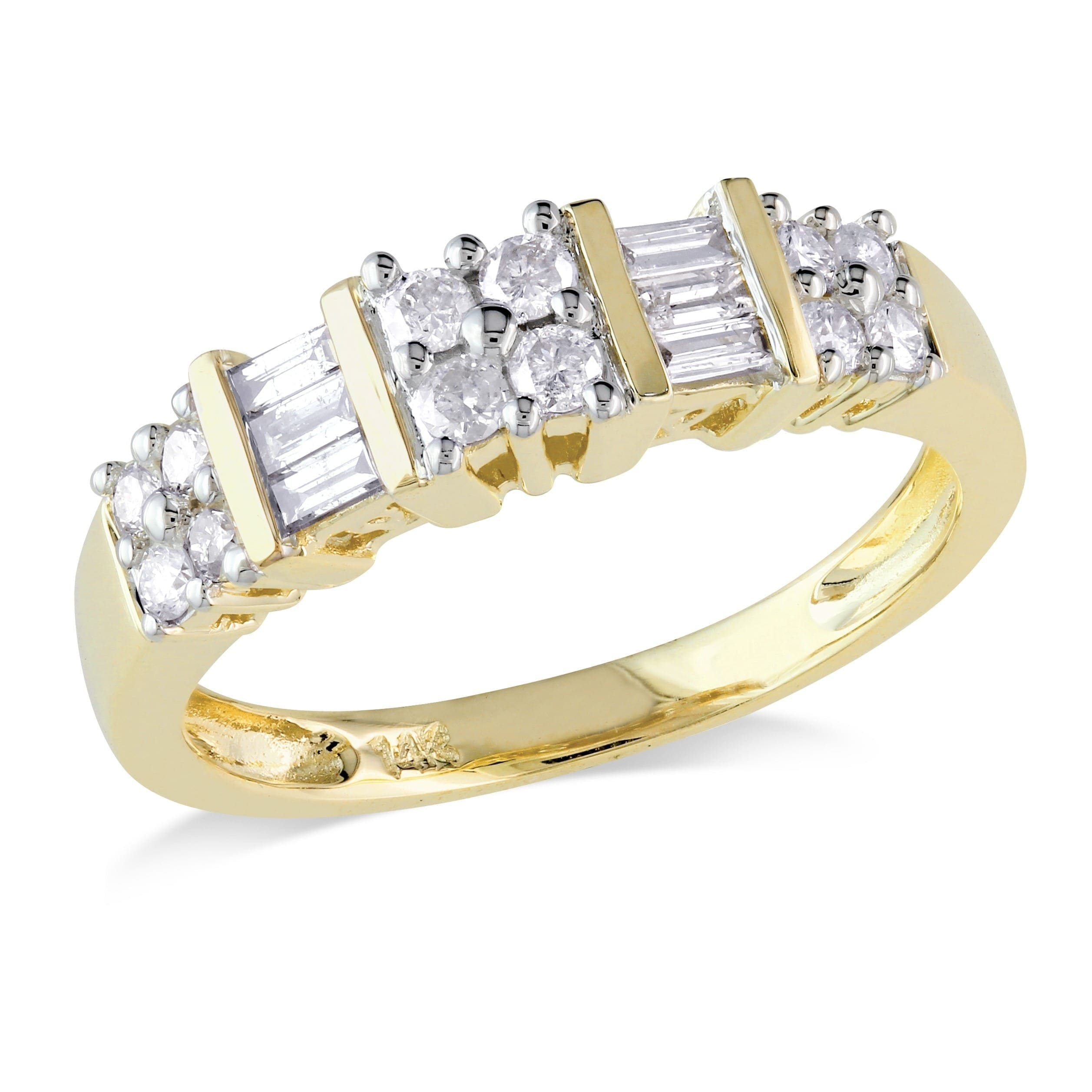 Miadora 14K Yellow Gold 1 2Ct Tdw Baguette Diamond Anniversary Band Ring