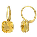 Miadora 14K Yellow Gold 8Ct Tgw Cushion Cut Citrine Solitaire Drop Leverback Earrings