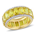 Miadora 14K Yellow Gold 9 3 8Ct Tgw Yellow Sapphire And 3 5Ct Tdw Diamond Eternity Wedding Band Ring