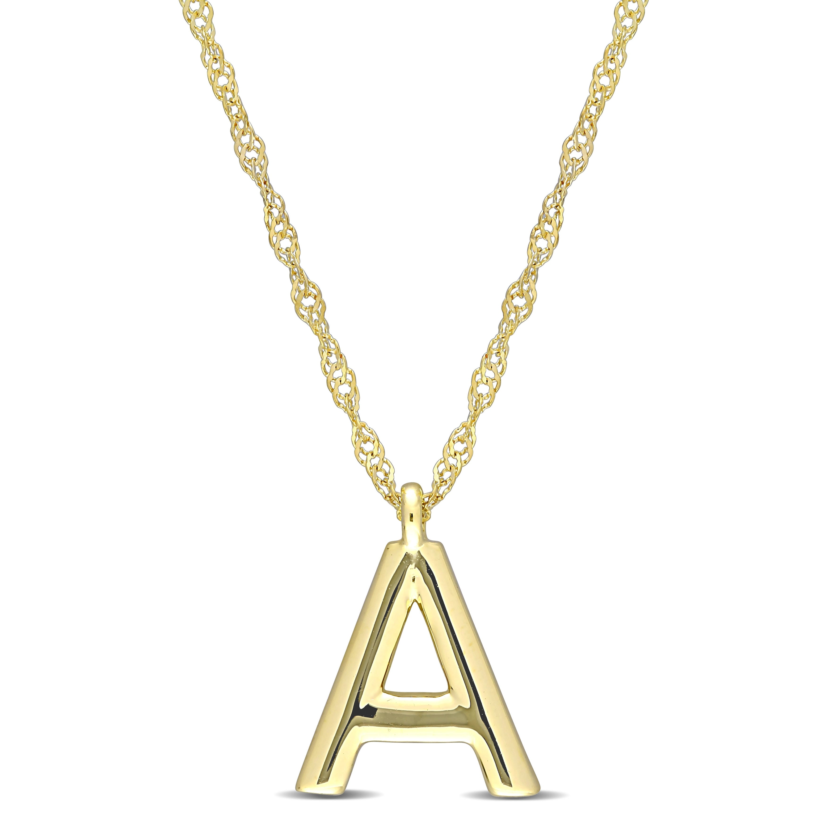 Miadora 14K Yellow Gold A Initial Necklace 11.3 Mm X 17 Inch X 8.4 Mm
