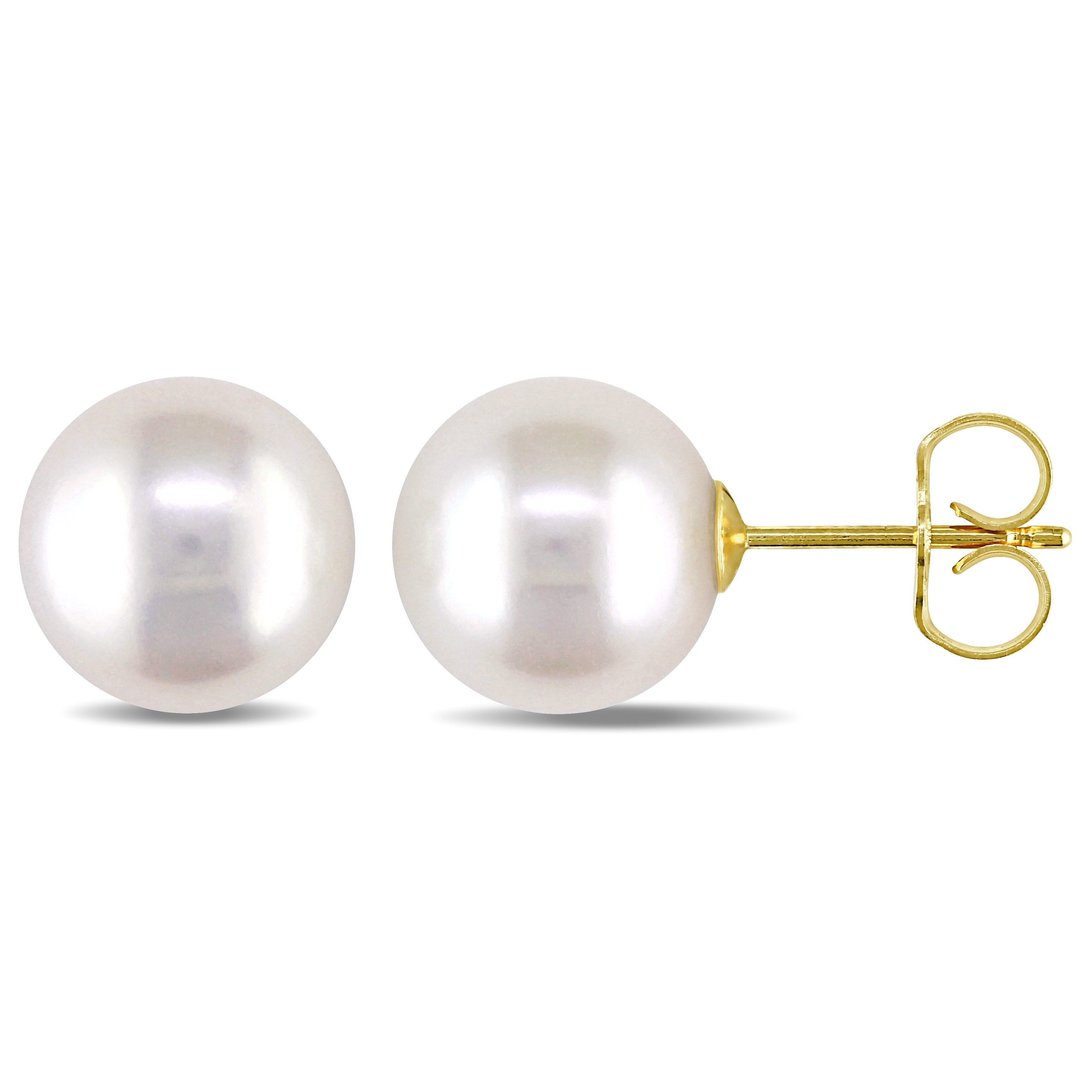 Miadora 14K Yellow Gold Cultured Freshwater Pearl Stud Earrings 9 10 Mm