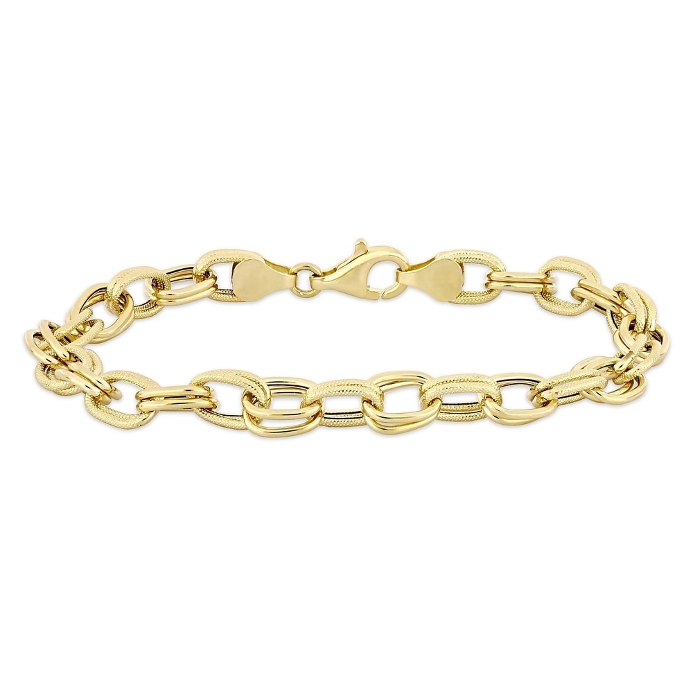 Miadora 14K Yellow Gold Double Oval Link Bracelet