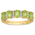 Miadora 14K Yellow Gold Oval Cut Peridot And 1 6Ct Tdw Diamond Anniversary Band