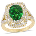 Miadora 14K Yellow Gold Tsavorite And 7 8Ct Tdw Diamond Ring