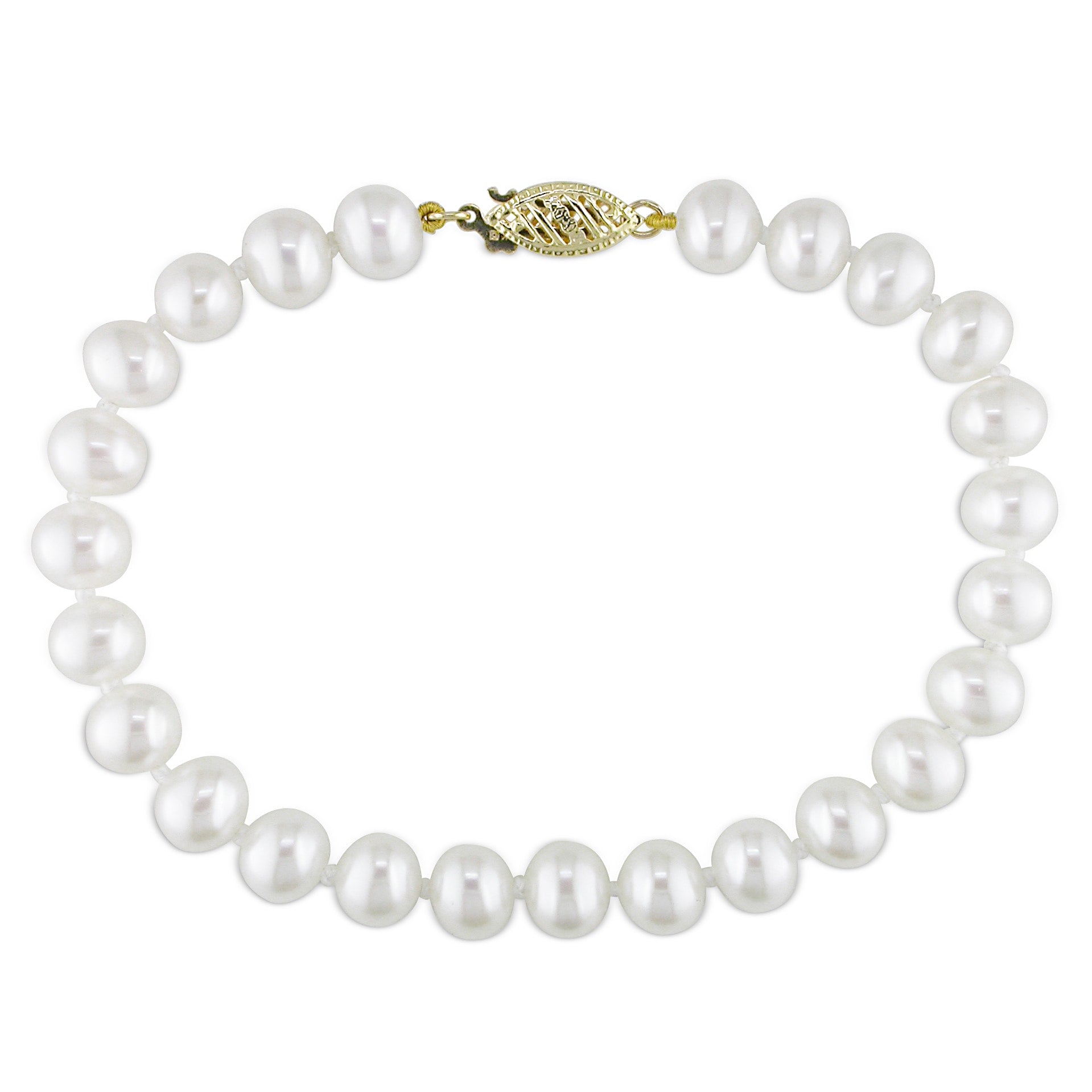 Miadora 14K Yellow Gold Baroque Shaped Cultured Freshwater Pearl Bracelet 6.5 7 Mm