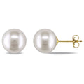 Miadora 14K Yellow Gold White Cultured Freshwater Pearl Stud Earrings 8 8.5 Mm