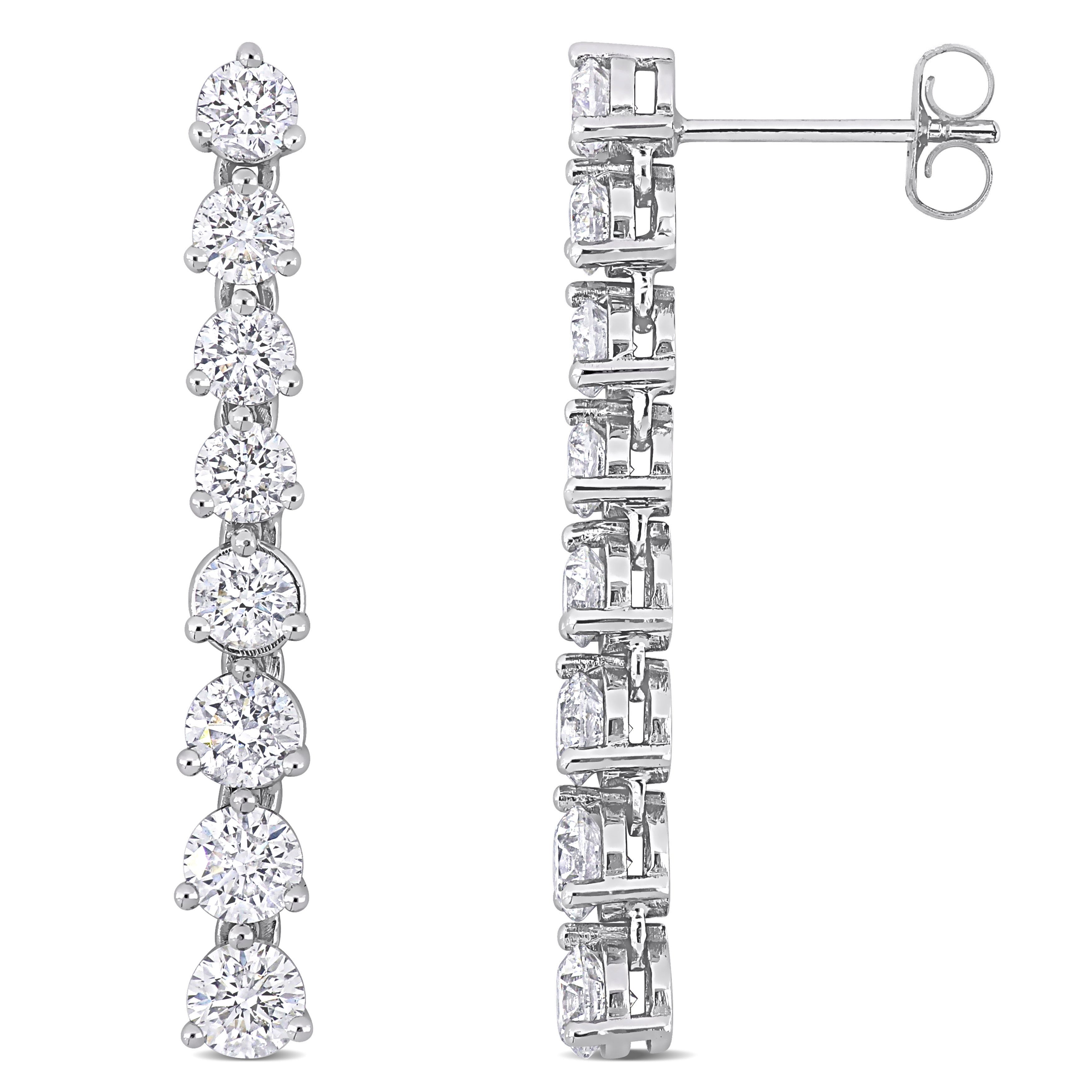 Miadora 18K White Gold 3 3 5Ct Tdw Diamond Graduated Journey Drop Earrings