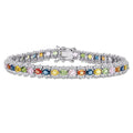 Miadora 18K White Gold 8 1 5Ct Tgw Oval Multi Color Sapphire And 2 1 5Ct Tdw Diamond Tennis Bracelet