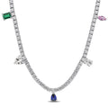 Miadora 19 1 2Ct Tgw Created Multi Gemstone Station Necklace In Sterling Silver