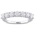 Miadora Sterling Silver 1Ct Tgw Created White Moissanite Semi Eternity Band Ring