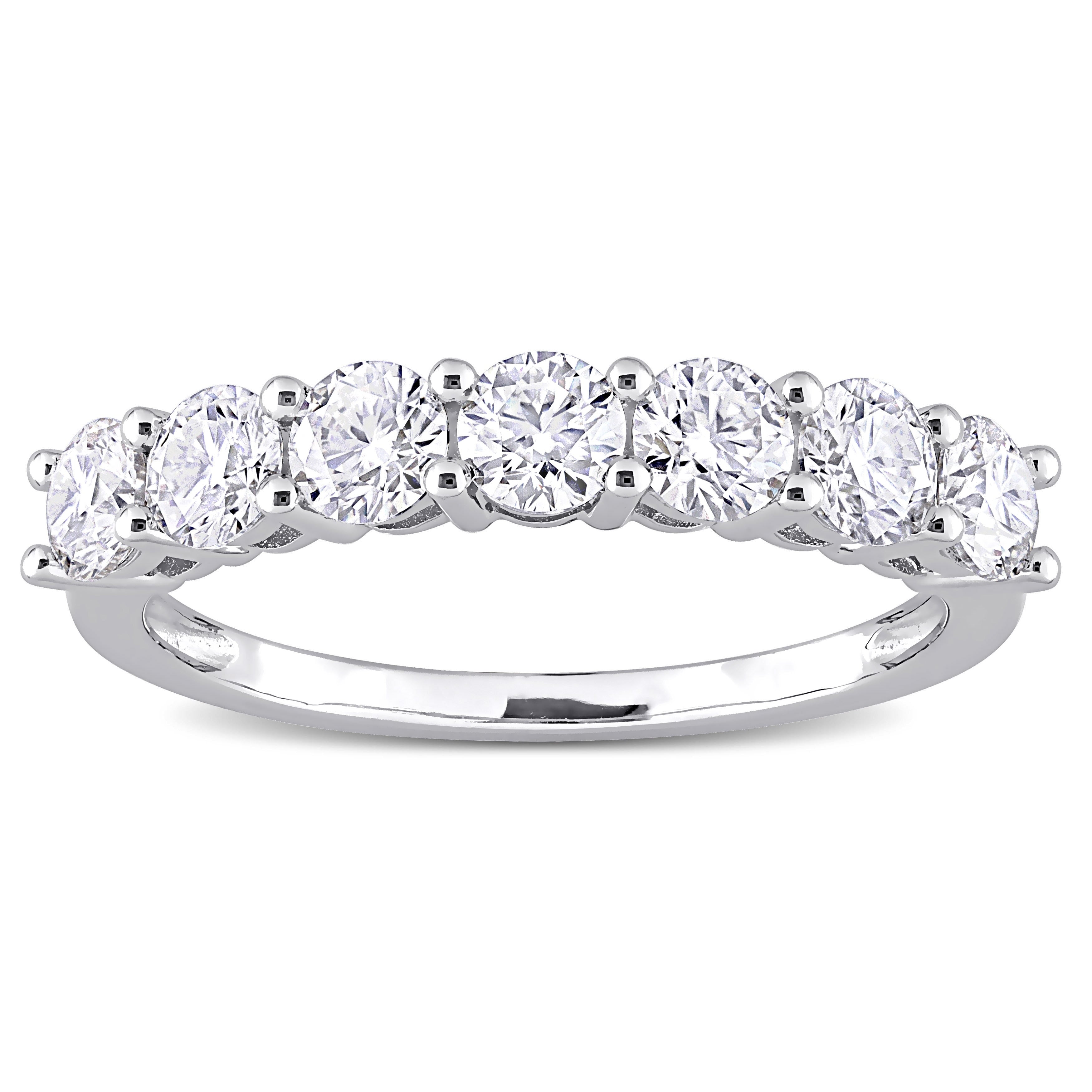 Miadora Sterling Silver 1Ct Tgw Created White Moissanite Semi Eternity Band Ring