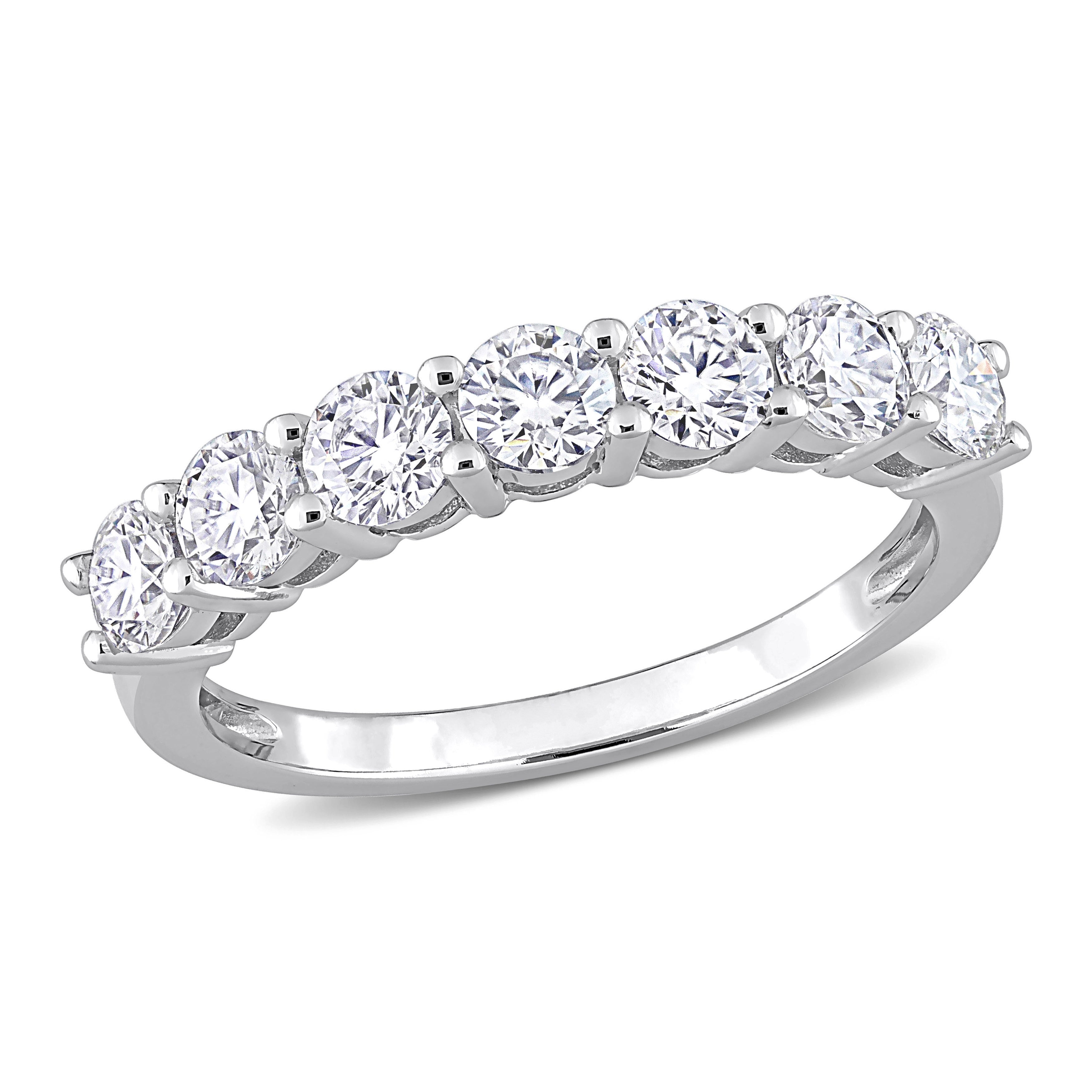 Miadora 10K White Gold 1 1 5Ct Tgw Moissanite Stackable Semi Eternity Band Ring