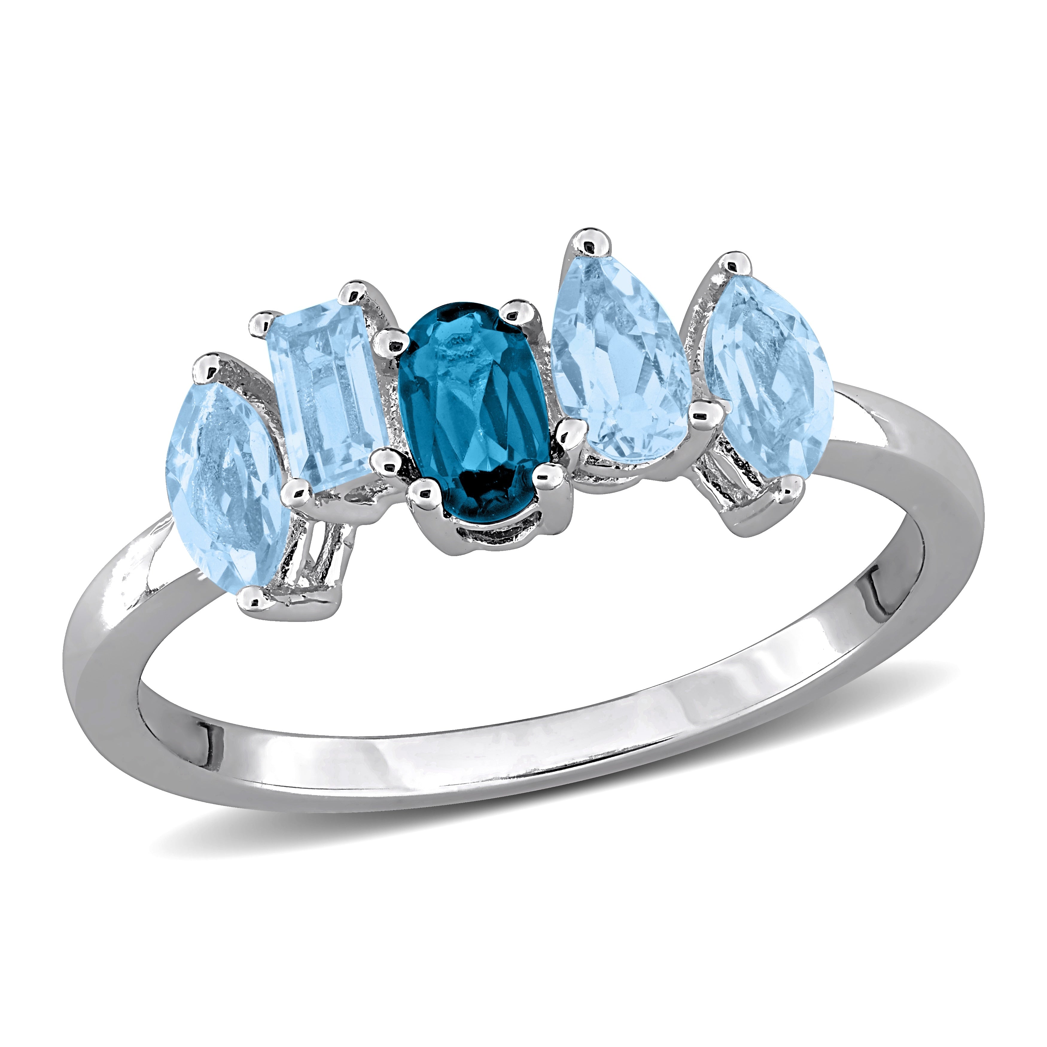 Miadora 1Ct Tgw Blue Topaz Five Stone Ring Sterling Silver
