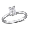 Miadora 1Ct Tw Emerald Cut Lab Grown Diamond Solitaire Engagement Ring With Side Accents In Sterling Silver
