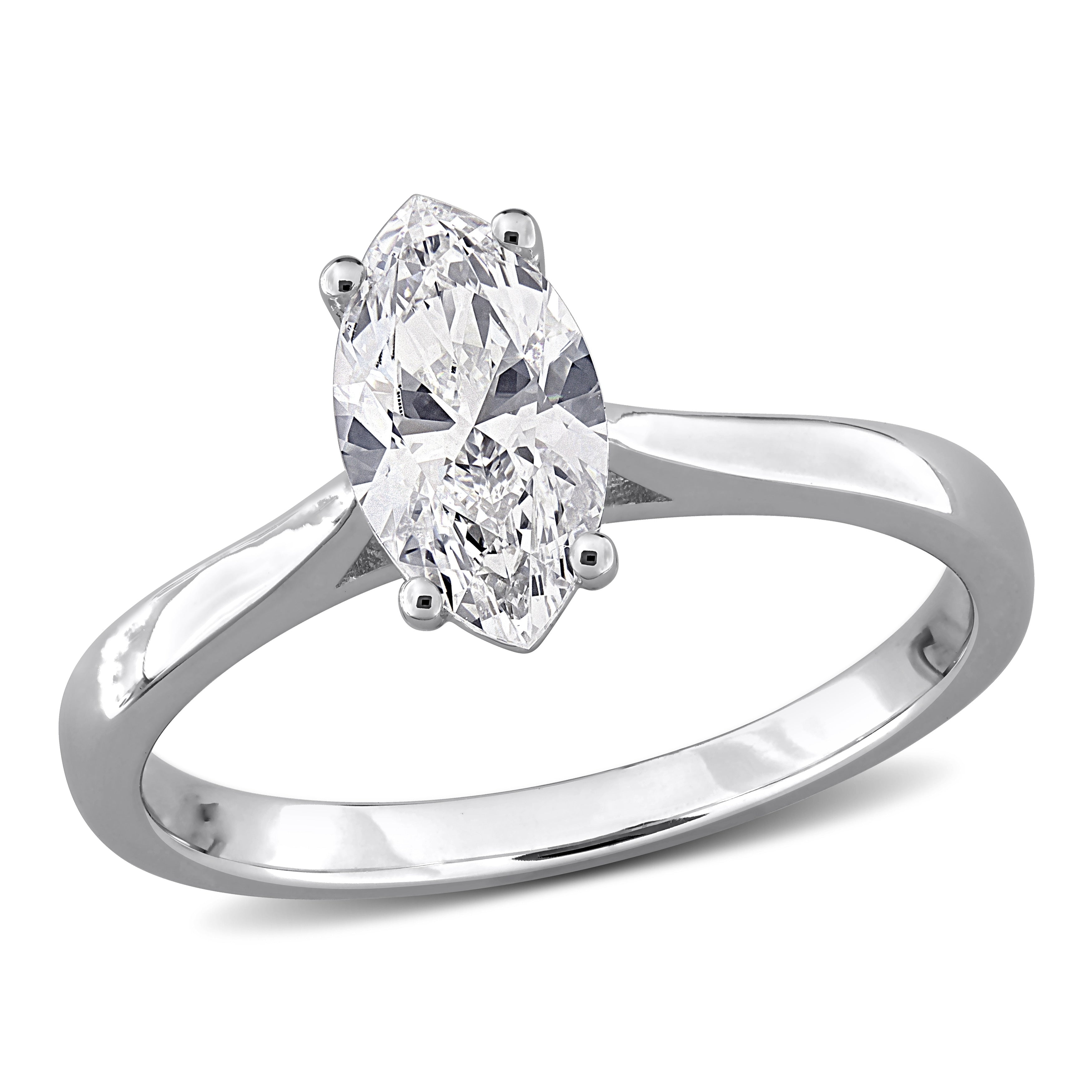 Miadora 1Ct Tw Marquise Cut Lab Grown Diamond Solitaire Engagement Ring With Side Accents In Sterling Silver