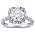 Moissanite By Miadora 10K White Gold Moissanite Halo Engagement Ring