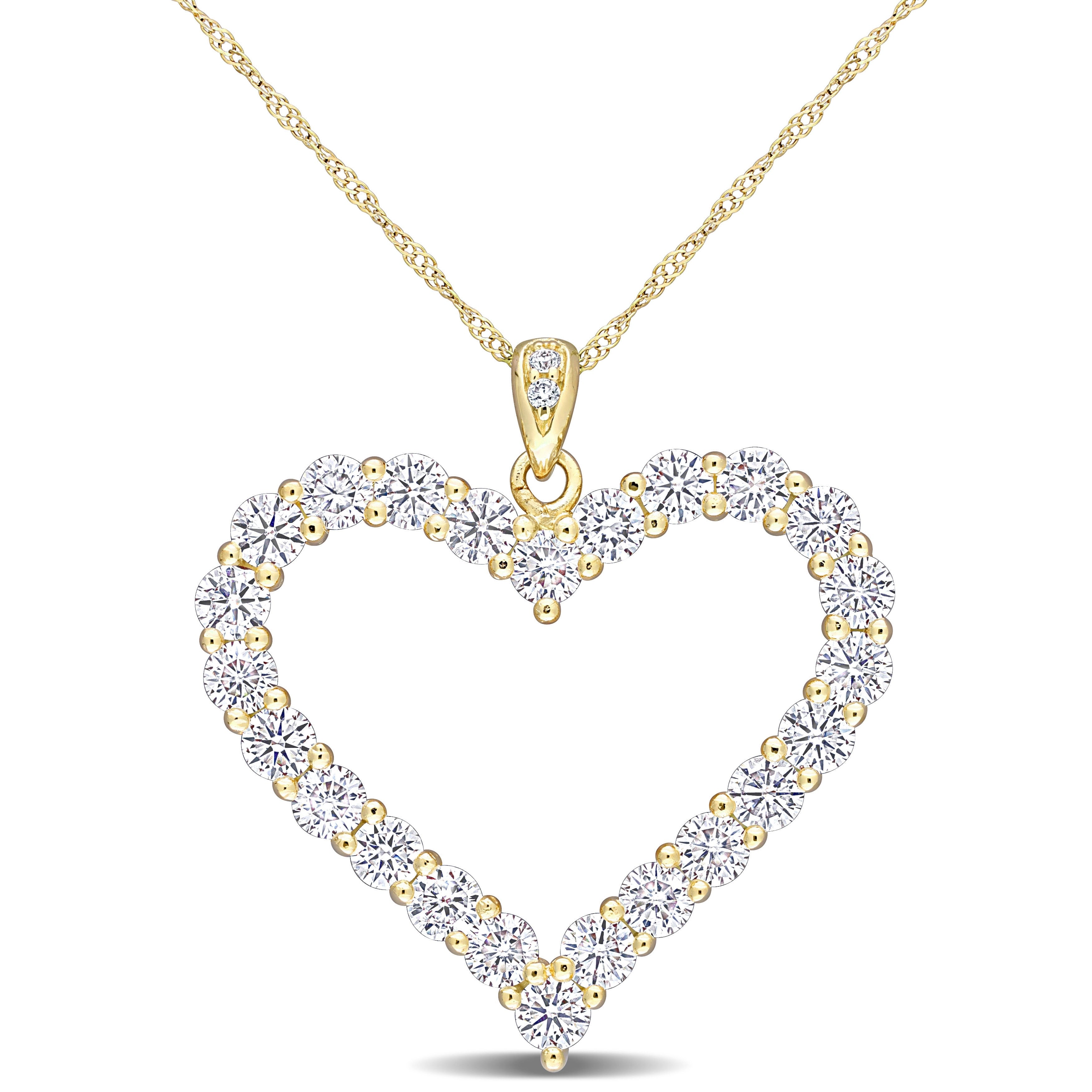 Miadora Yellow Plated Sterling Silver Moissanite Open Heart Necklace