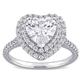 Moissanite By Miadora 10K White Gold 2 5 8 Ct Tgw Moissanite Double Heart Halo Engagement Ring