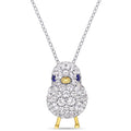 Miadora 2 Tone White And Yellow Plated Sterling Silver Created Blue And White Sapphire Bird Necklace