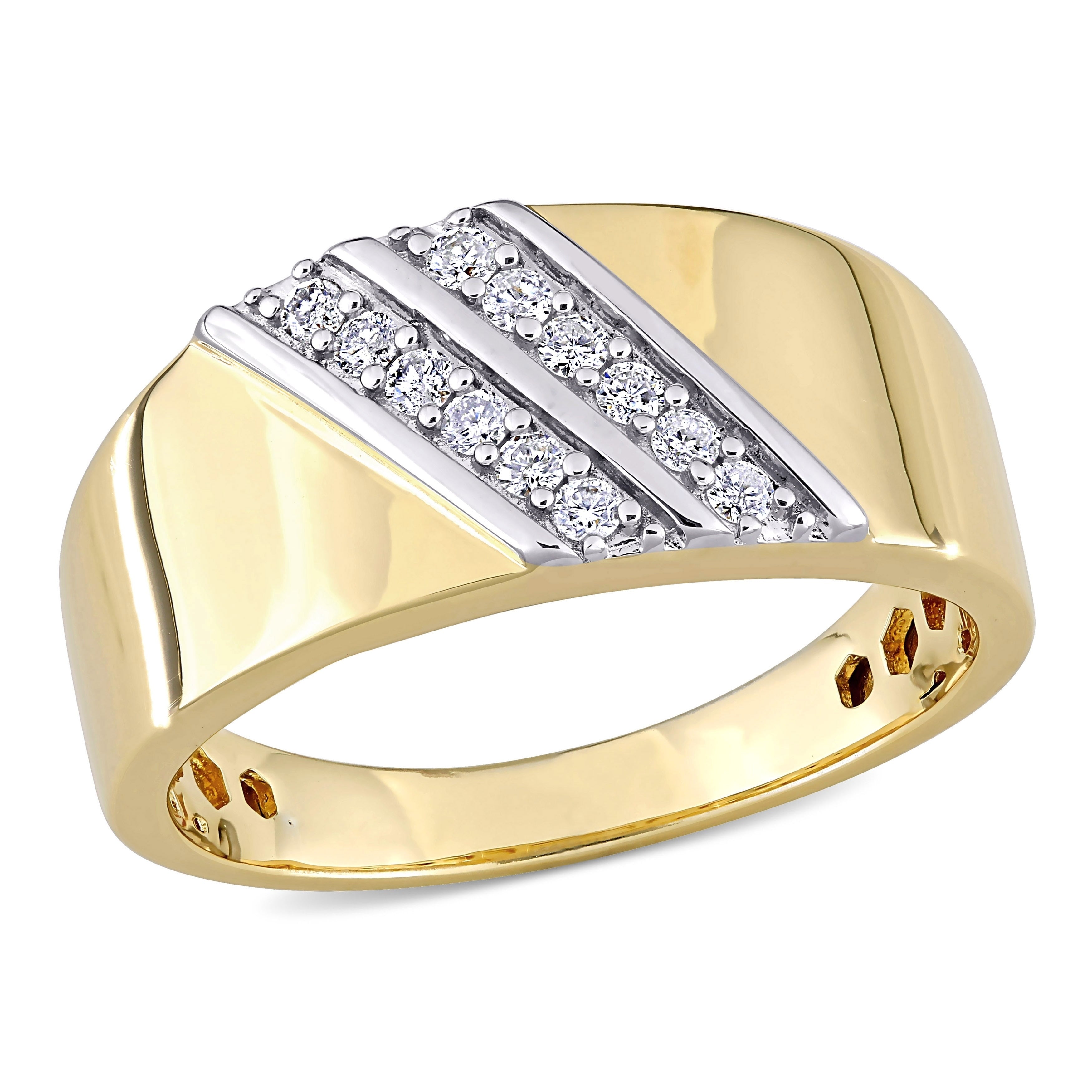 Miadora 2 Tone Sterling Silver Mens 1 4Ct Tdw Diamond Crossover Double Row Band Ring