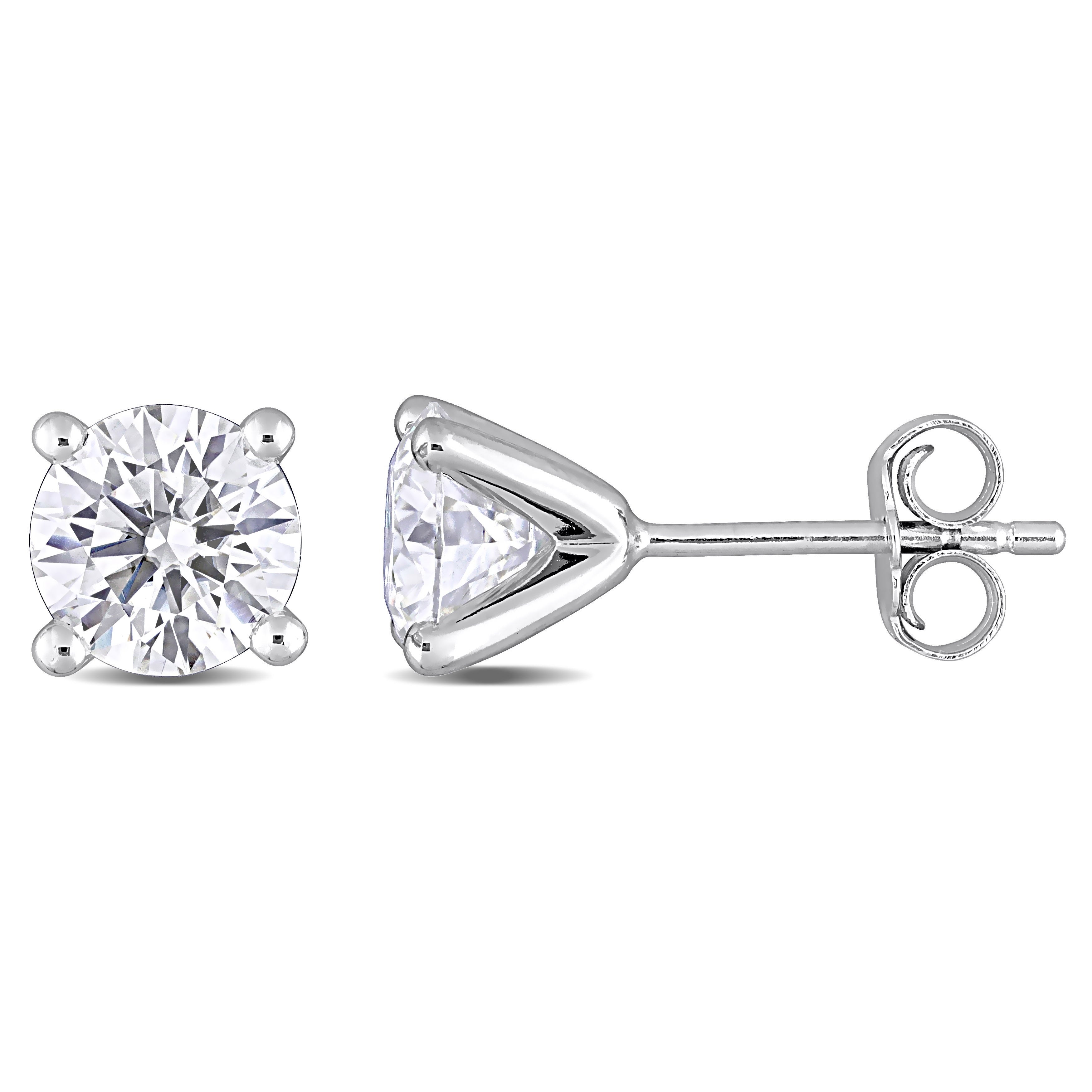 Miadora Sterling Silver 2Ct Tgw Created Moissanite Solitaire Stud Earrings