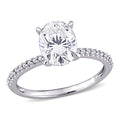 Moissanite By Miadora Signature Collection 14K White Gold Oval Cut Moissanite And 1 10Ct Tdw Diamond Engagement Ring