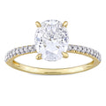Moissanite By Miadora 14K Yellow Gold 2Ct Tgw Oval Cut Moissanite And 1 10Ct Tdw Diamond Engagement Ring