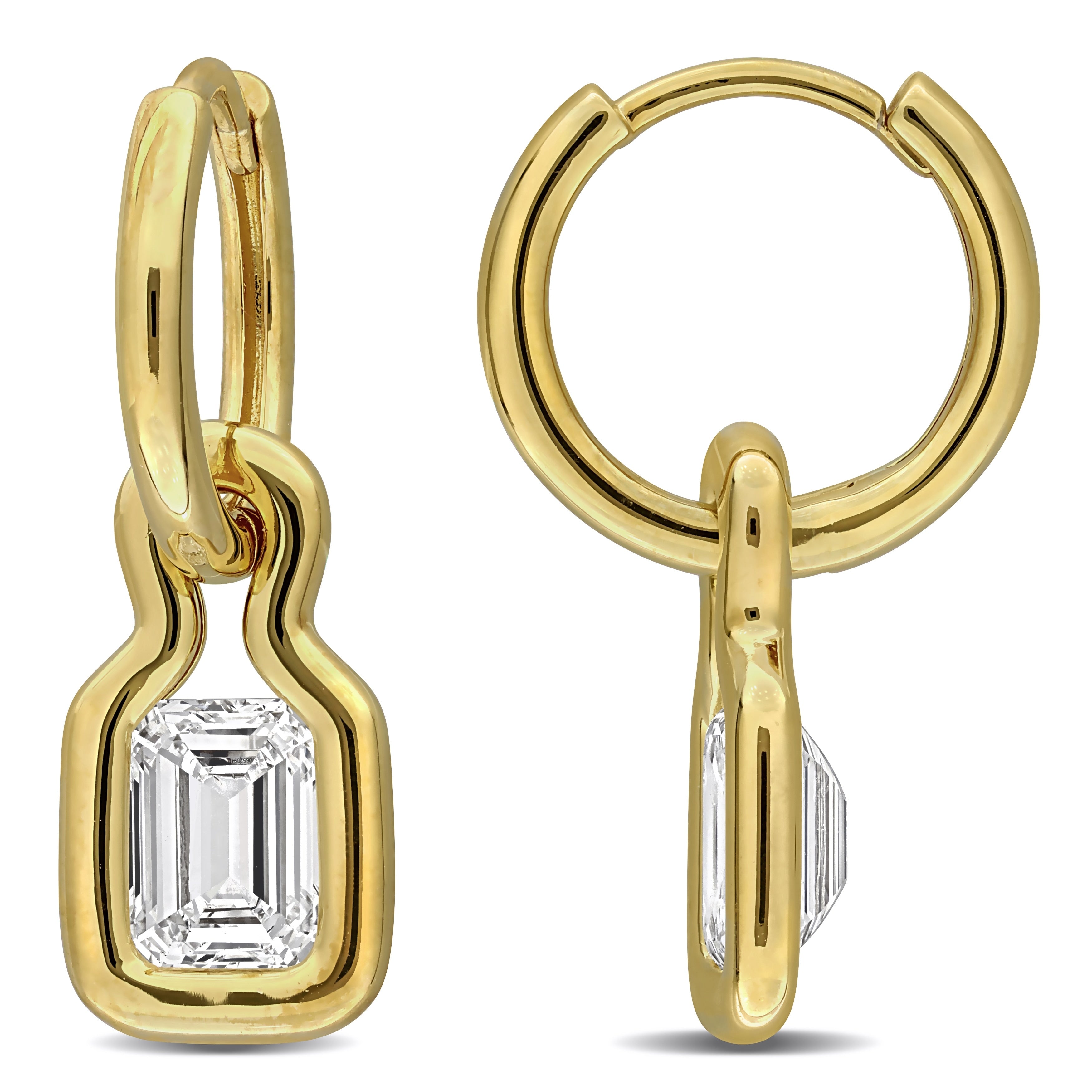 Miadora 2Ct Tdw Emerald Cut Lab Grown Diamond Drop Earrings 18K Yellow Gold Vermeil