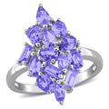 Miadora 2Ct Tgw Tanzanite Cluster Ring Sterling Silver